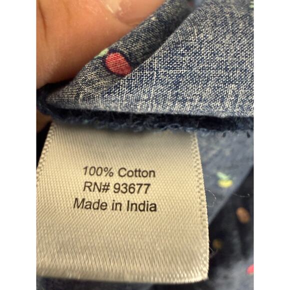 St Johns Bay Petite Size PL Fruit Print Casual Button Top Navy Short Sleeve - Picture 7 of 8